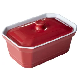 Gifi Terrine avec couvercle et presse rectangulaire rouge blanche