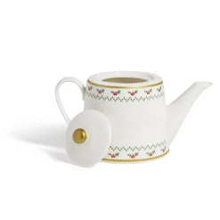 Gifi Theière de Noël 1,2L blanche et dorée motifs houx