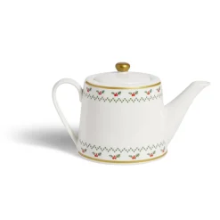 Gifi Theière de Noël 1,2L blanche et dorée motifs houx
