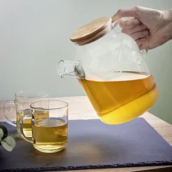 Gifi Théière en verre et bambou 1,6L