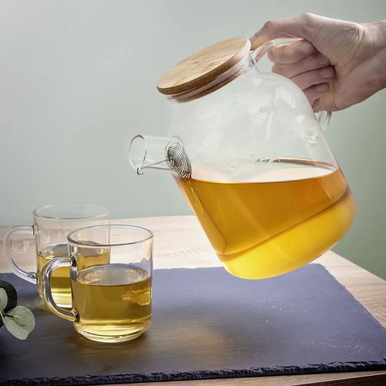 Gifi Théière en verre et bambou 1,6L