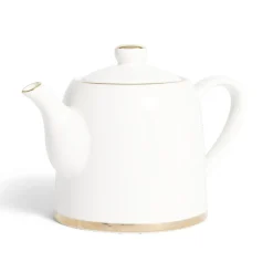 Gifi Théière 1L faïence blanc et doré Ø12xH15xm