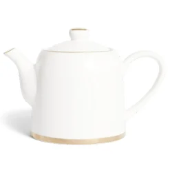 Gifi Théière 1L faïence blanc et doré Ø12xH15xm