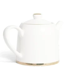 Gifi Théière 1L faïence blanc et doré Ø12xH15xm