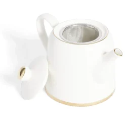 Gifi Théière 1L faïence blanc et doré Ø12xH15xm