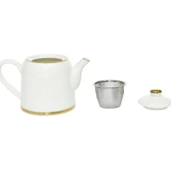 Gifi Théière 800ml blanche et dorée 20x12x15cm