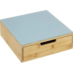 Gifi Tiroir à dosettes en bambou avec plateau en verre