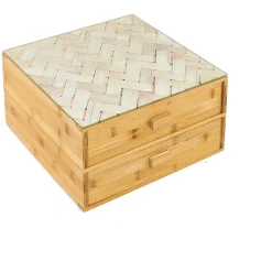 Gifi Tiroir à dosettes et capsules 2 niveaux bambou