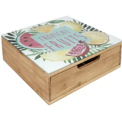 Gifi Tiroir toutes dosettes bambou motif fruits tropicaux