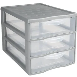 Gifi Rangement|Tour 3 tiroirs A4 gris