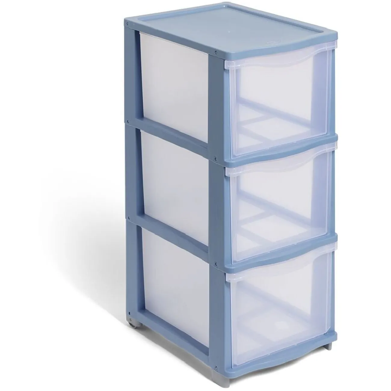 Gifi Rangement|Tour de rangement à 3 tiroirs plastique bleu 27x37x63cm