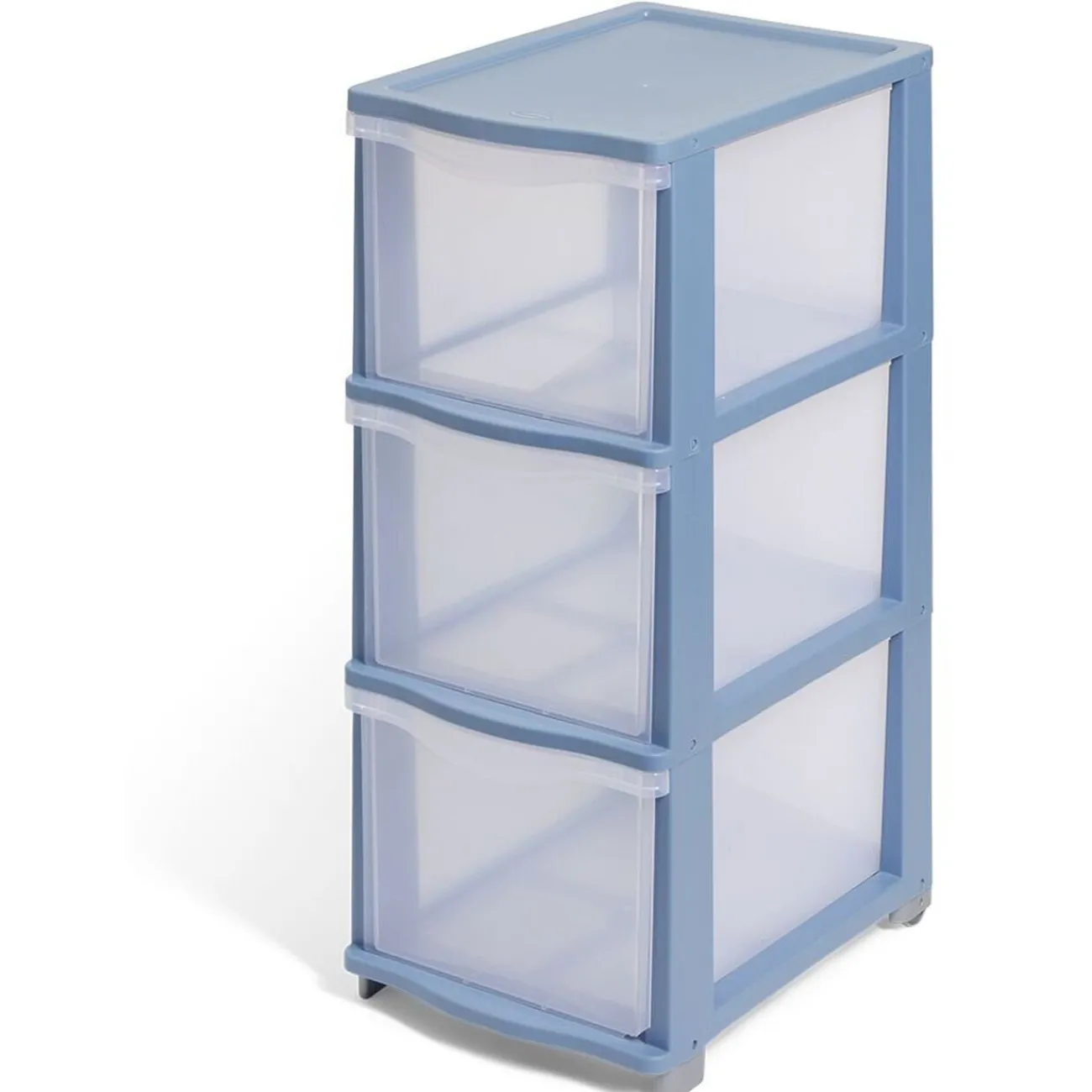 Gifi Rangement|Tour de rangement à 3 tiroirs plastique bleu 27x37x63cm