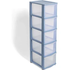 Gifi Rangement|Tour de rangement à 5 tiroirs plastique transparent 37x27x103cm