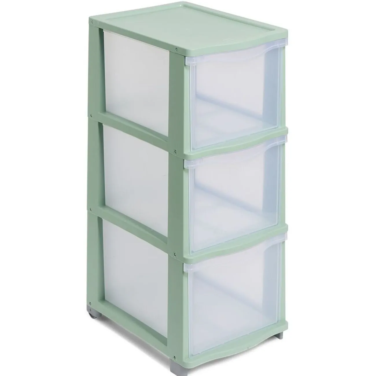 Gifi Rangement|Tour de rangement à 3 tiroirs plastique vert 27x37x63cm
