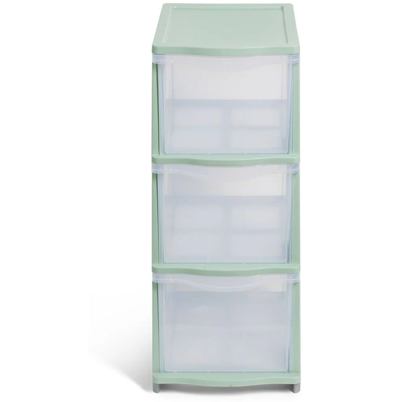 Gifi Rangement|Tour de rangement à 3 tiroirs plastique vert 27x37x63cm