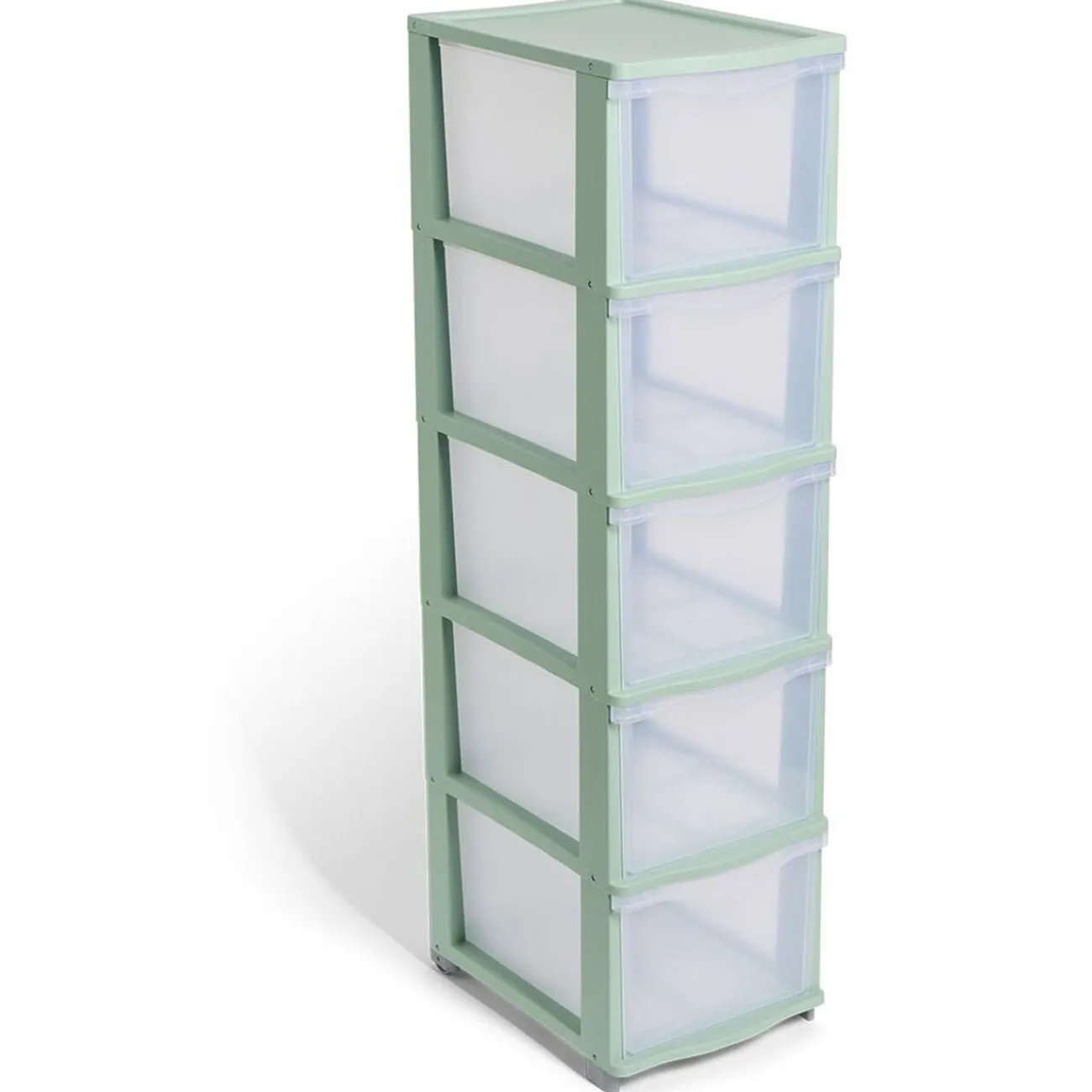 Gifi Rangement|Tour de rangement à 5 tiroirs plastique transparent 27x37x103cm