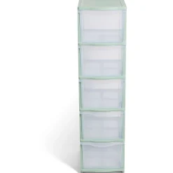 Gifi Rangement|Tour de rangement à 5 tiroirs plastique transparent 27x37x103cm