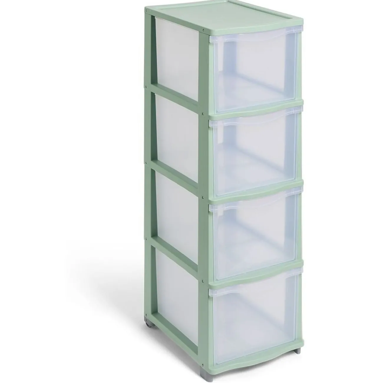 Gifi Rangement|Tour de rangement à 4 tiroirs plastique vert 27x37x82,7cm