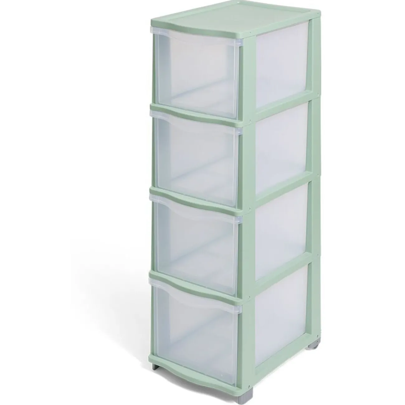 Gifi Rangement|Tour de rangement à 4 tiroirs plastique vert 27x37x82,7cm