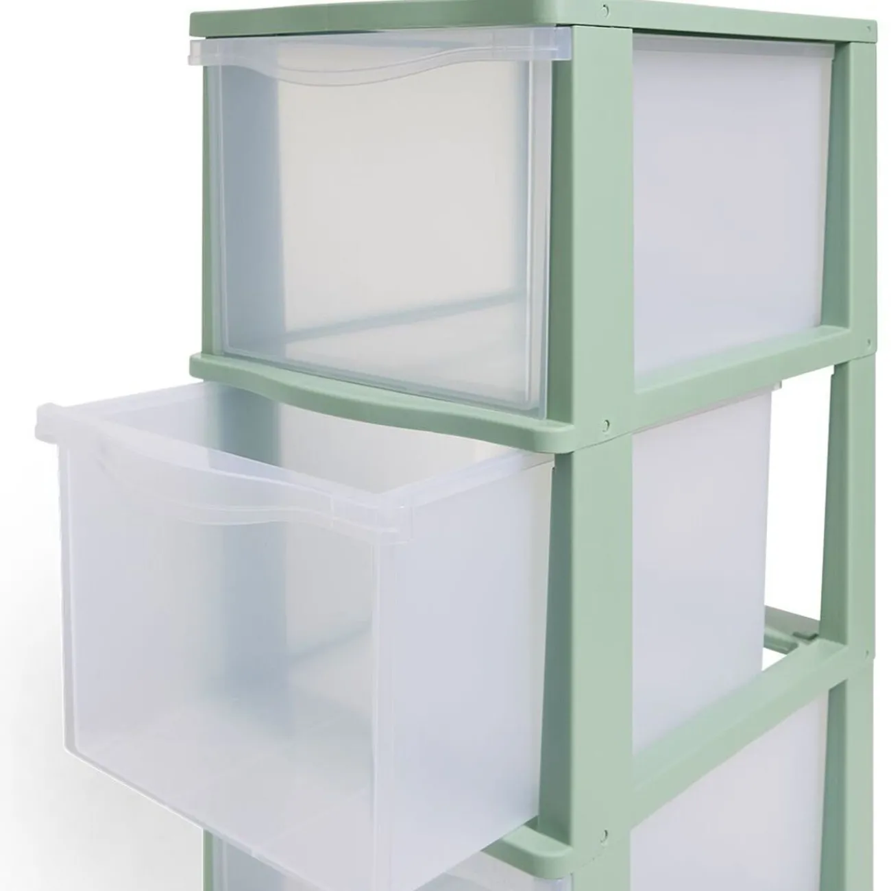 Gifi Rangement|Tour de rangement à 4 tiroirs plastique vert 27x37x82,7cm