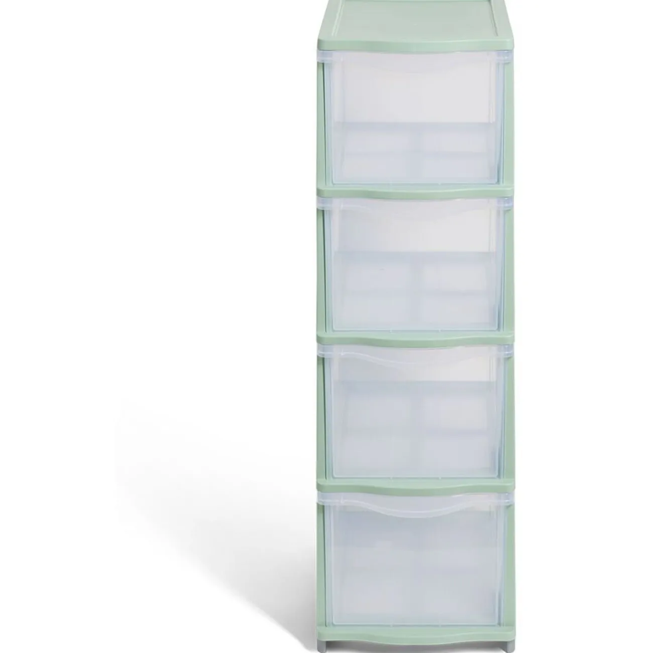 Gifi Rangement|Tour de rangement à 4 tiroirs plastique vert 27x37x82,7cm