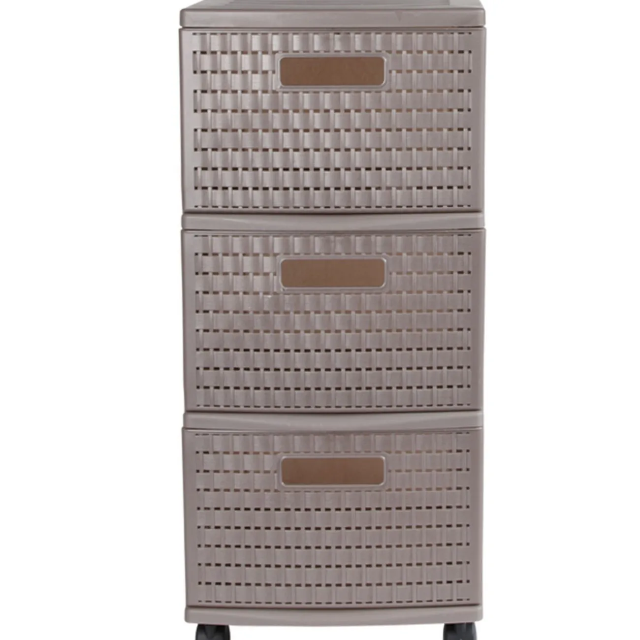 Gifi Rangement|Tour de rangement à roulettes 3 tiroirs design rotin marron