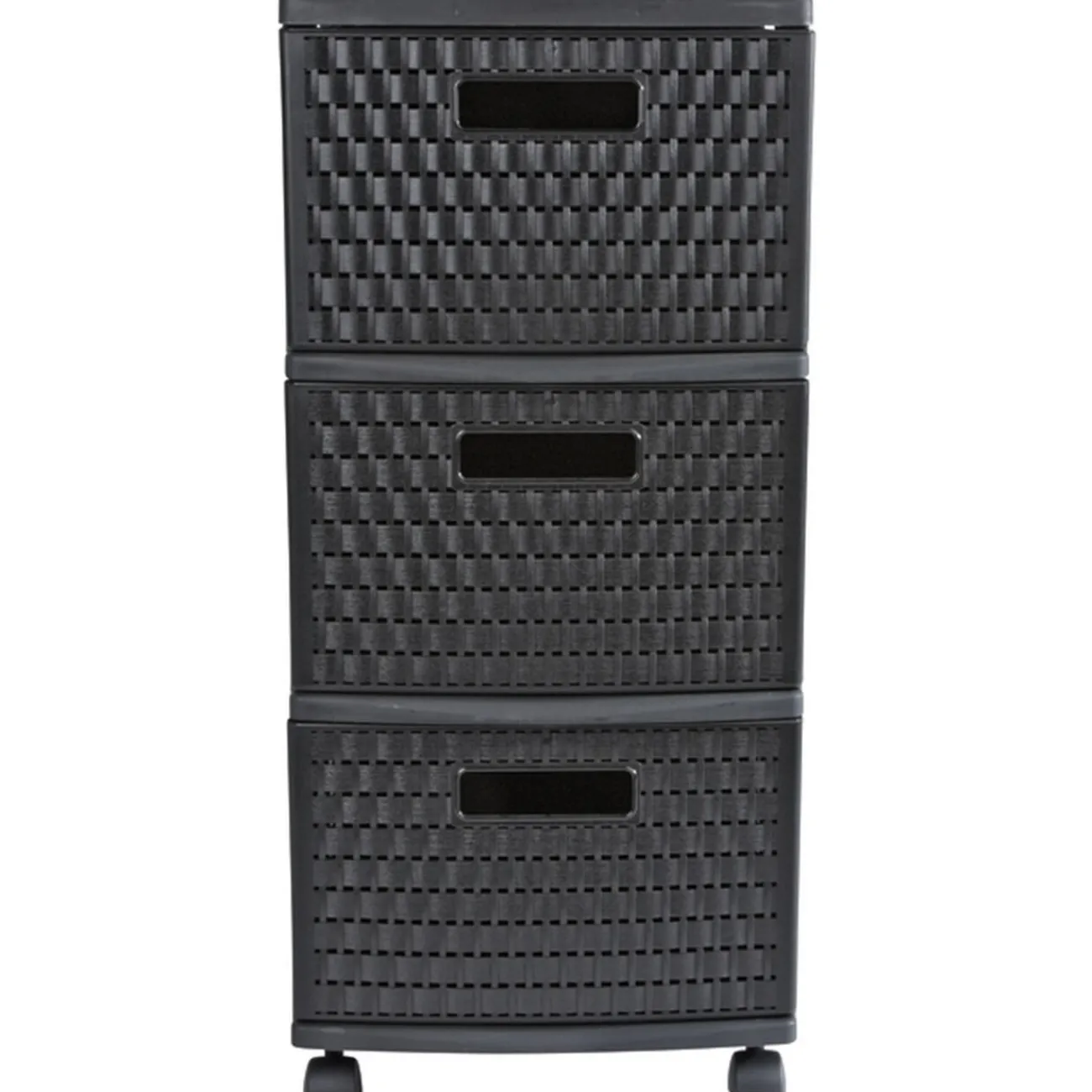 Gifi Rangement|Tour de rangement à roulettes 3 tiroirs design rotin noir