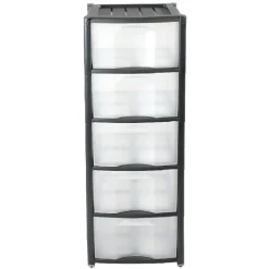 Gifi Rangement|Tour de rangement 5 tiroirs noir à roulettes