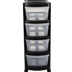 Gifi Rangement|Tour de rangement 4 tiroirs A4 noir