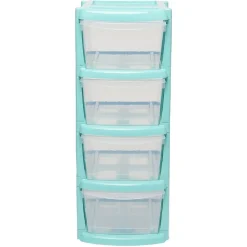Gifi Rangement|Tour de rangement 4 tiroirs A4 vert
