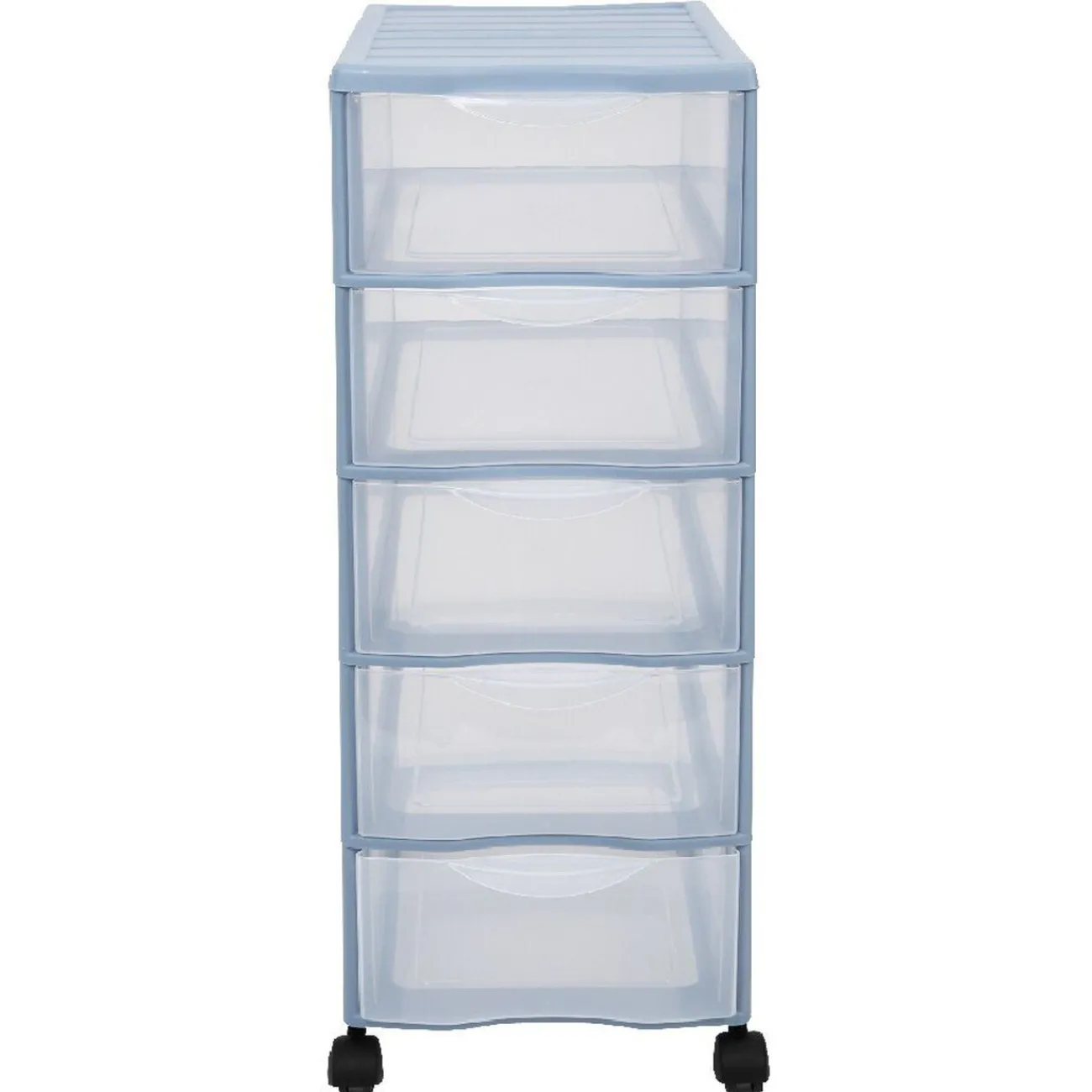 Gifi Rangement|Tour de rangement 5 tiroirs bleu transparent