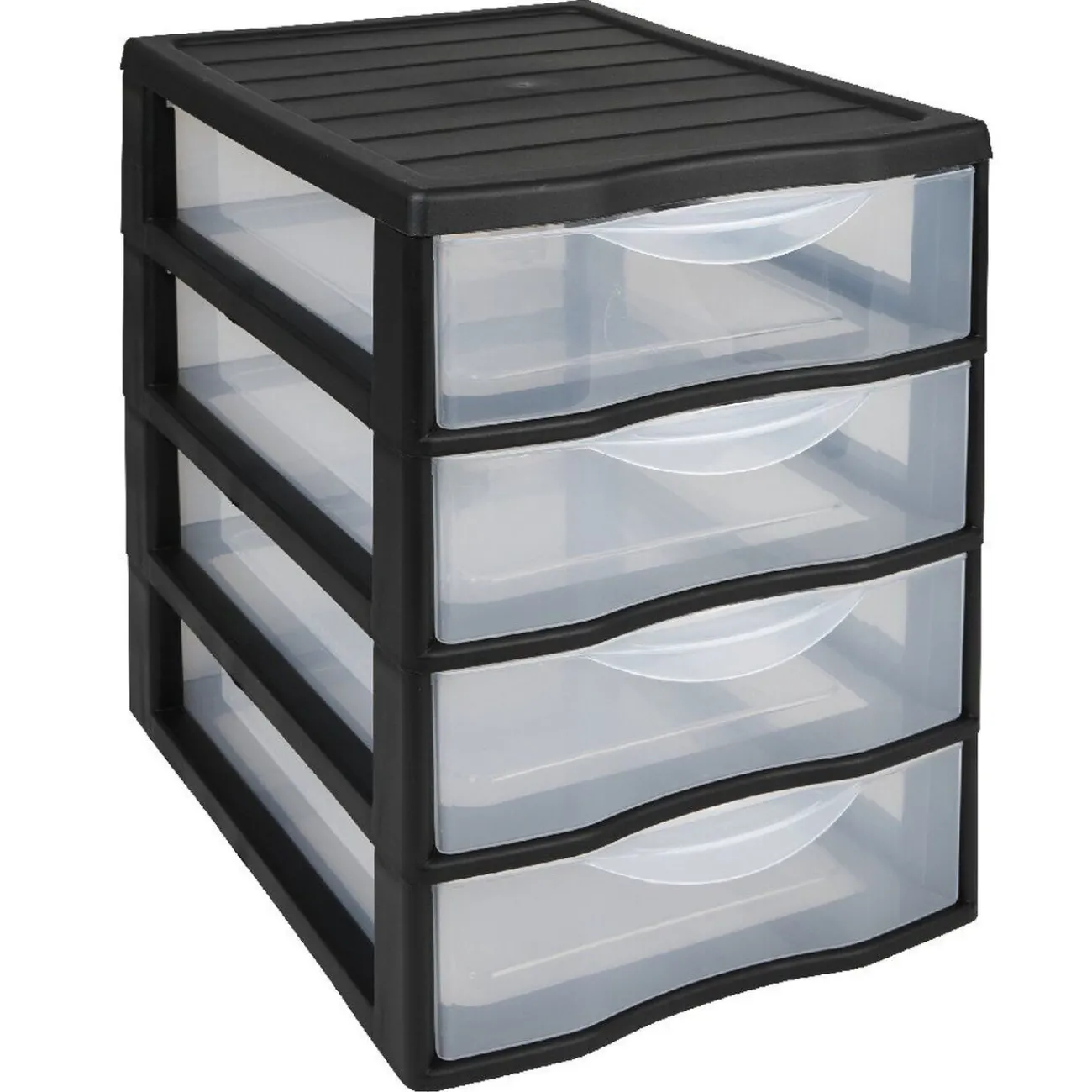 Gifi Rangement|Tour de rangement 4 tiroirs A4 noir et transparent