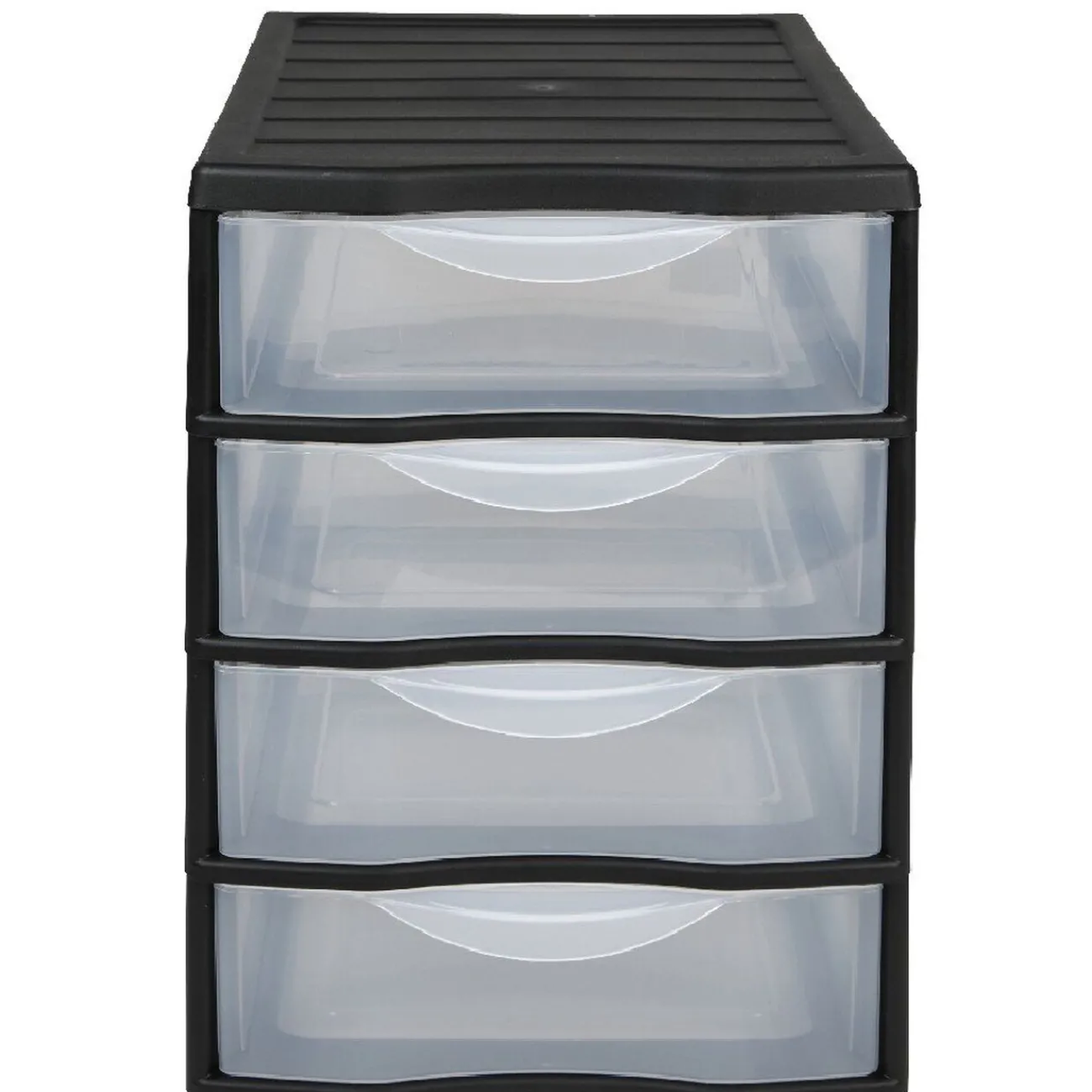 Gifi Rangement|Tour de rangement 4 tiroirs A4 noir et transparent