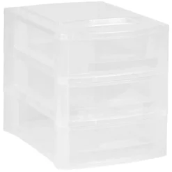Gifi Rangement|Tour de rangement 3 tiroirs blanc transparent