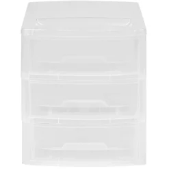 Gifi Rangement|Tour de rangement 3 tiroirs blanc transparent