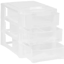 Gifi Rangement|Tour de rangement 3 tiroirs blanc transparent