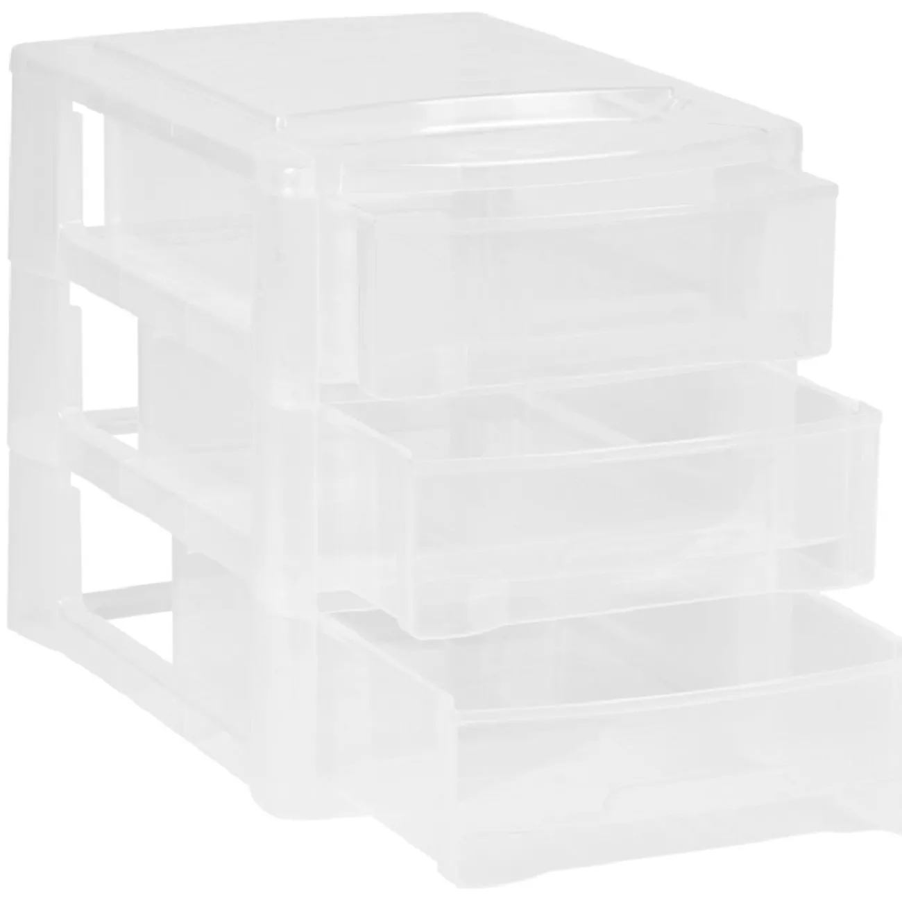 Gifi Rangement|Tour de rangement 3 tiroirs blanc transparent