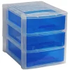 Gifi Rangement|Tour de rangement 3 tiroirs blanc transparent et bleu