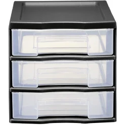 Gifi Rangement|Tour de rangement 3 tiroirs format A6 noir