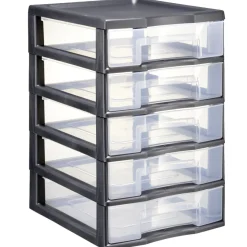 Gifi Rangement|Tour de rangement 5 tiroirs format A6+ noir