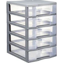 Gifi Rangement|Tour de rangement 5 tiroirs format A6+ gris