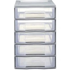 Gifi Rangement|Tour de rangement 5 tiroirs format A6+ gris