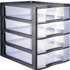 Gifi Rangement|Tour de rangement 4 tiroirs format A4 noir