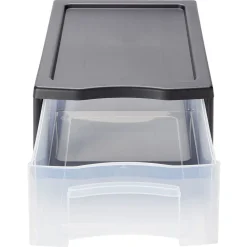 Gifi Rangement|Tour de rangement 1 tiroir format A4 transparent et noir