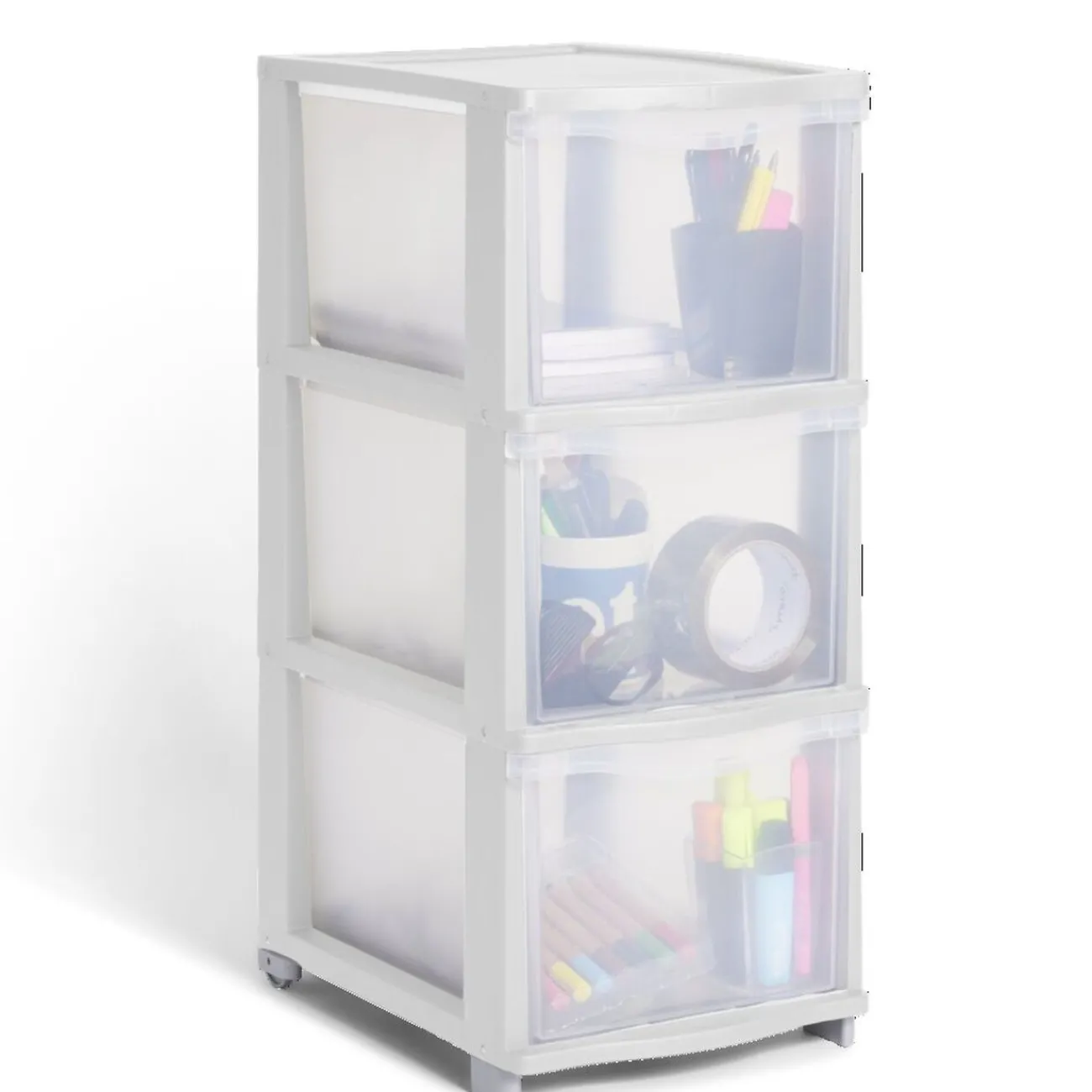 Gifi Rangement|Tour de rangement 5 tiroirs plastique blanc 37x27xH103cm