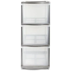 Gifi Rangement|Tour de rangement 3 tiroirs plastique gris 37x27xH63cm