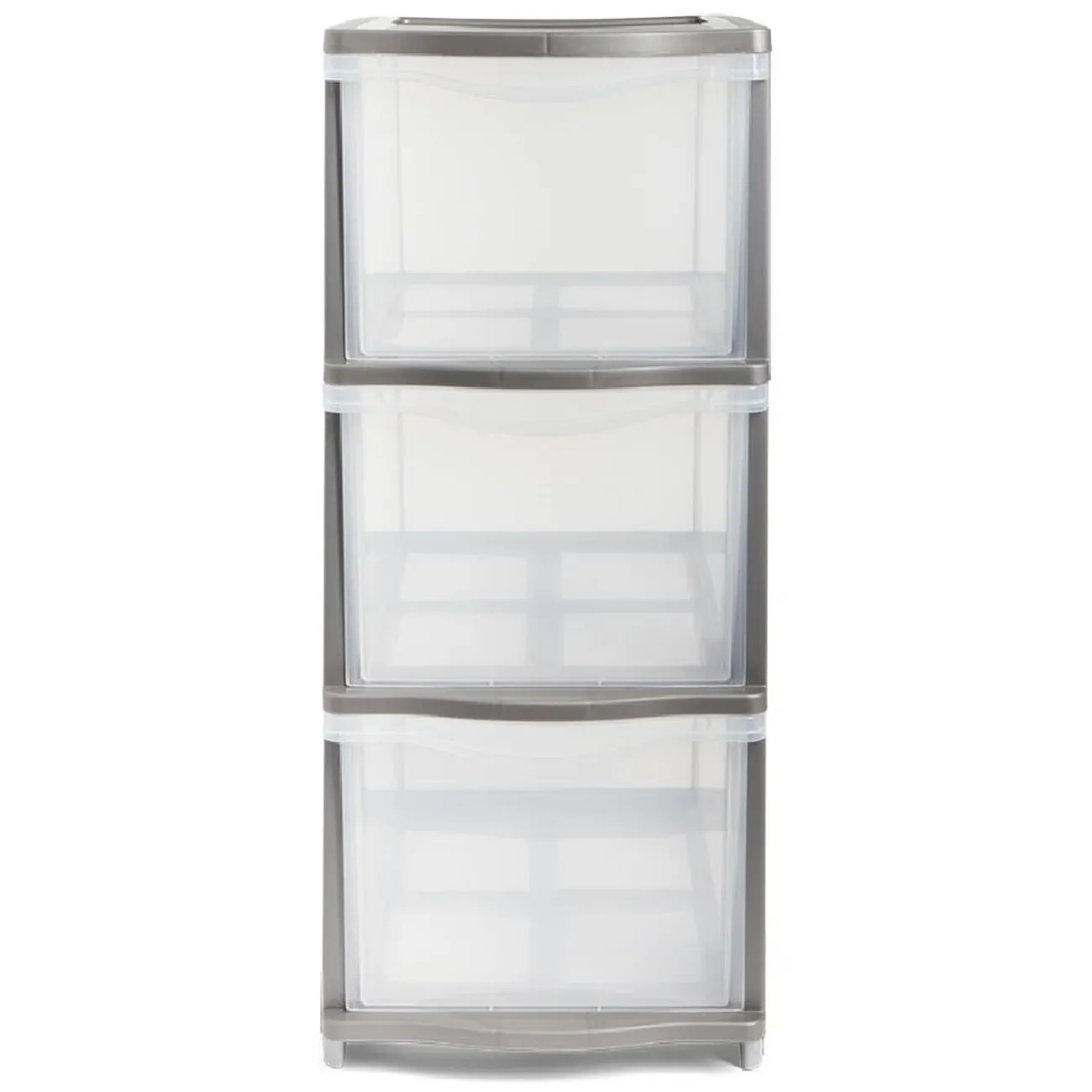 Gifi Rangement|Tour de rangement 3 tiroirs plastique gris 37x27xH63cm