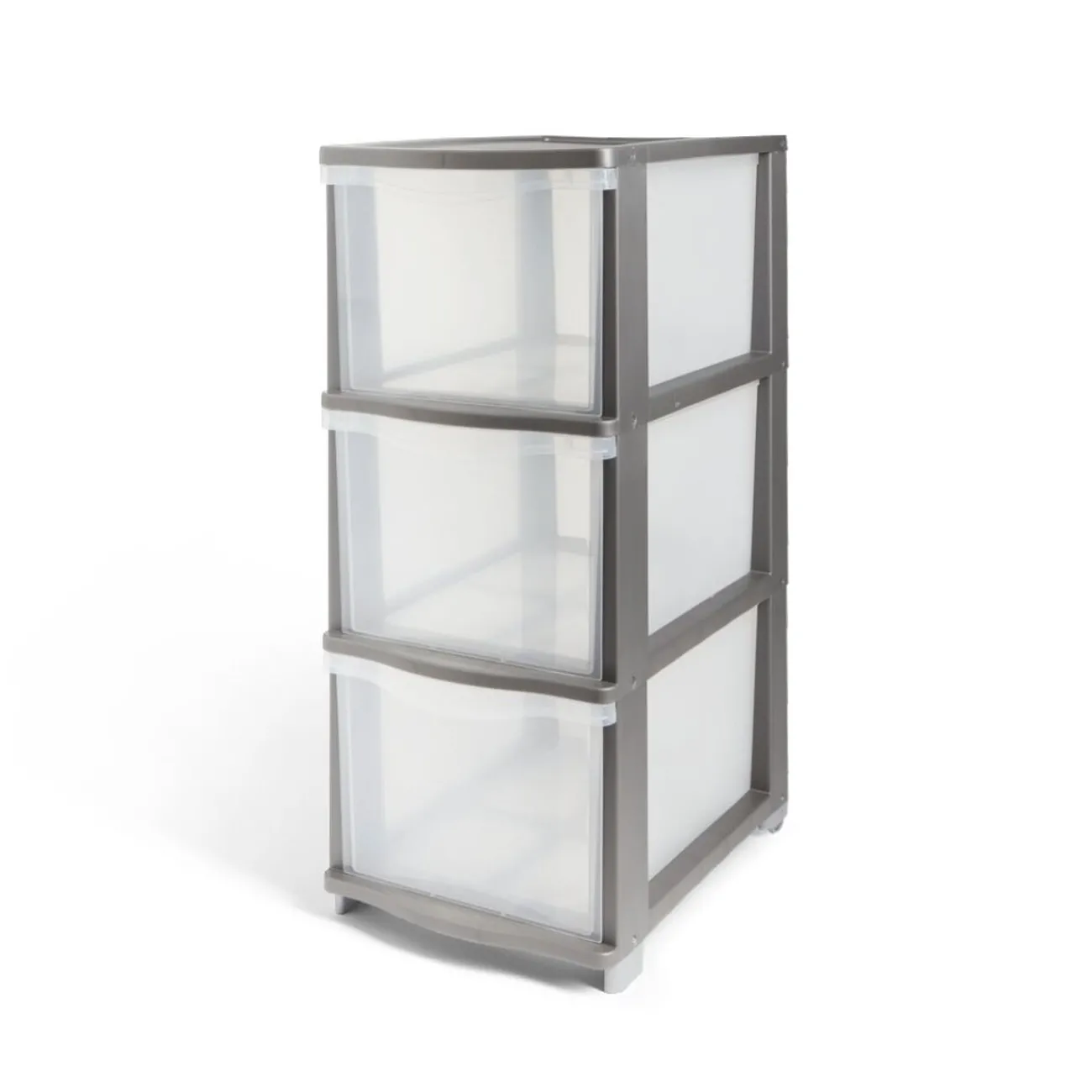 Gifi Rangement|Tour de rangement 3 tiroirs plastique gris 37x27xH63cm