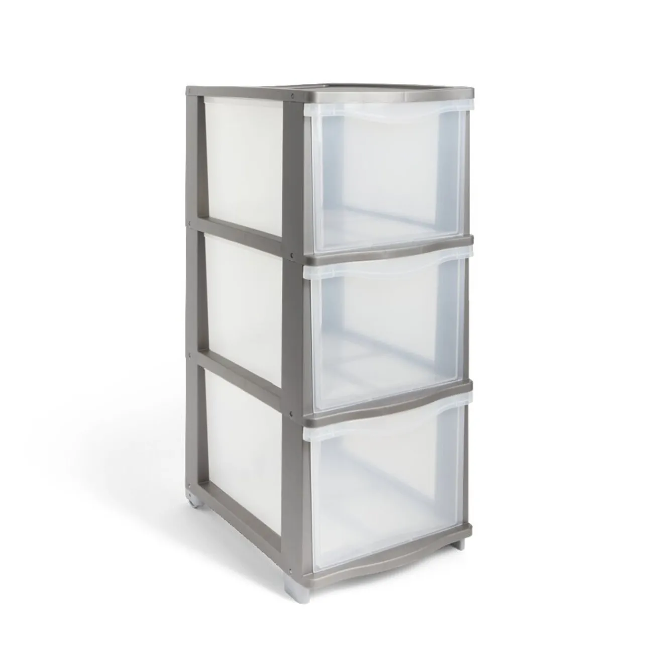 Gifi Rangement|Tour de rangement 3 tiroirs plastique gris 37x27xH63cm