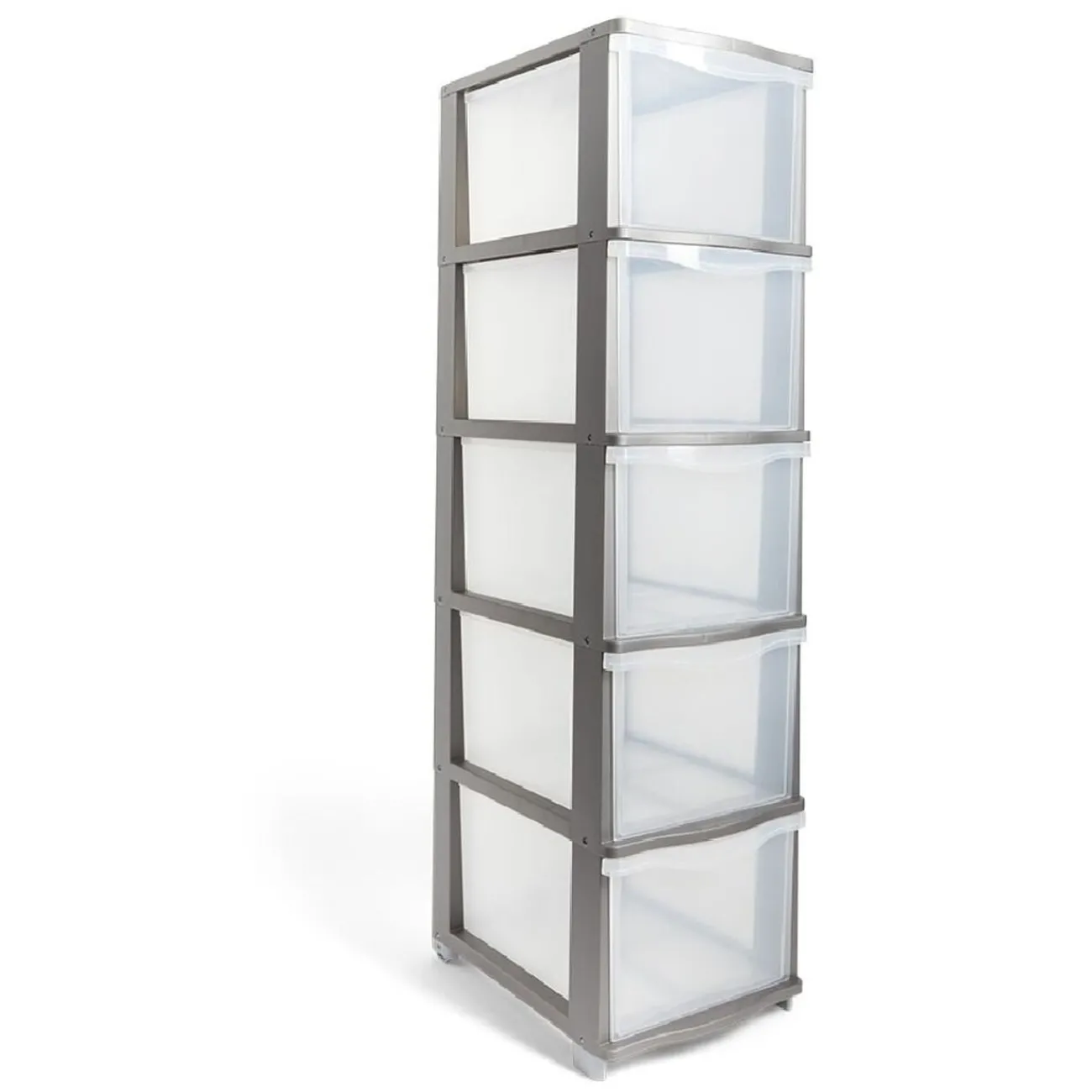 Gifi Rangement|Tour de rangement 5 tiroirs plastique gris 37x27xH103cm